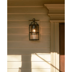 Outdoor Wall Lantern, Black Aluminum with Clear Seeded Glass