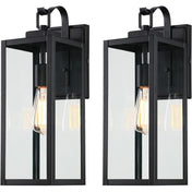 Outdoor Wall Lantern, Large Size, Matte Black with Clear Glass