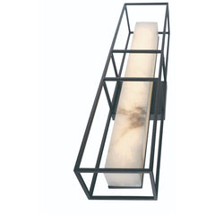 Outdoor Wall Sconce, Alabaster Shade, 24 in H in Matte Black