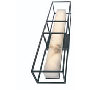 Outdoor Wall Sconce, Alabaster Shade, 24 in H in Matte Black