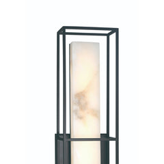 Outdoor Wall Sconce, Alabaster Shade, 24 in H in Matte Black
