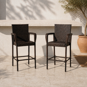 Wulfern Filizi Woven Wicker Bar Stools, Set of 2