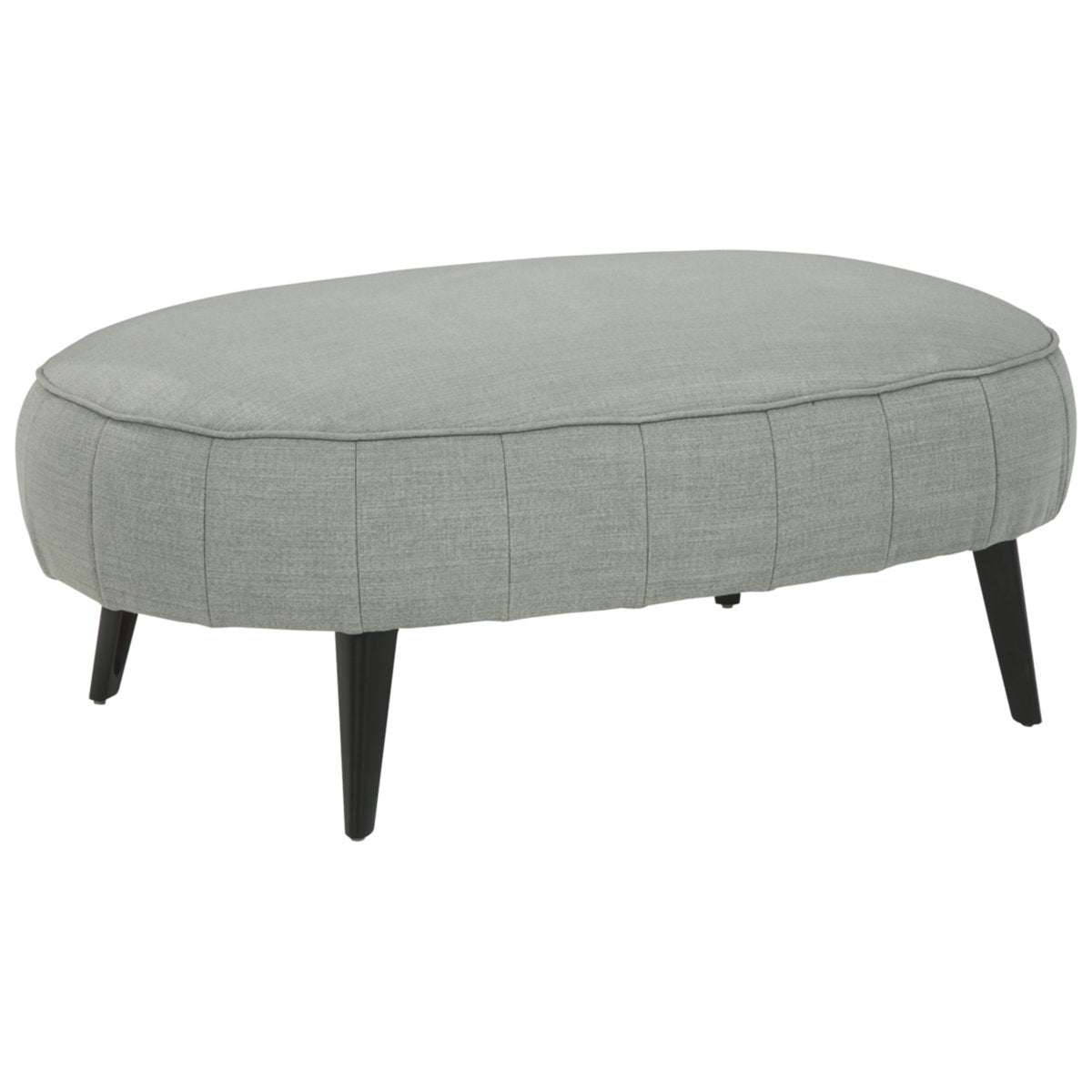 Oval Cocktail Ottoman in Gray Polyester with Black Metal Legs