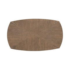 Oval Cocktail Table, Wood and Metal with Casters, Beige Top and Brown Base