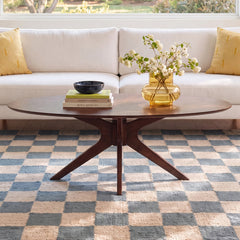Oval Coffee Table, Manufactured Wood Top, Walnut Finish