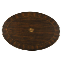 Oval Coffee Table with Cabriole Legs and Inlaid Top, Cherry