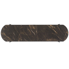 Oval Console Table, Dark Sandstone with Black Metal Legs