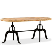 Oval Dining Table with Solid Wood Top and Steel Legs, 70.9 In Long