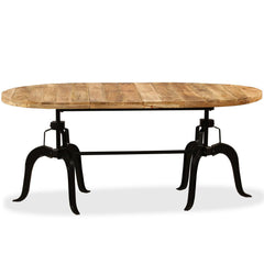 Oval Dining Table with Solid Wood Top and Steel Legs, 70.9 In Long