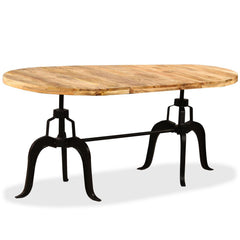 Oval Dining Table with Solid Wood Top and Steel Legs, 70.9 In Long