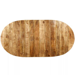 Oval Dining Table with Solid Wood Top and Steel Legs, 70.9 In Long
