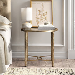 Oval Glass Top Table, Clear Glass with Steel Trestle Base