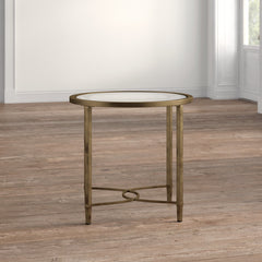 Oval Glass Top Table, Clear Glass with Steel Trestle Base