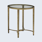 Oval Glass Top Table, Clear Glass with Steel Trestle Base