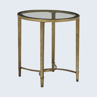 Oval Glass Top Table, Clear Glass with Steel Trestle Base