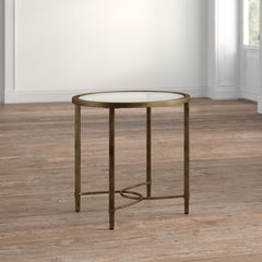 Oval Glass Top Table, Clear Glass with Steel Trestle Base