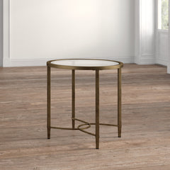 Oval Glass Top Table, Clear Glass with Steel Trestle Base