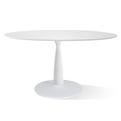 Oval Pedestal Dining Table, Engineered Wood, 59 Inch, White