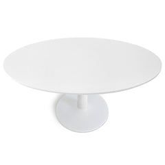 Oval Pedestal Dining Table, Engineered Wood, 59 Inch, White