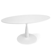 Oval Pedestal Dining Table, Engineered Wood, 59 Inch, White