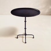 Oval Side Table in Powder Coated Aluminum with Pedestal Base