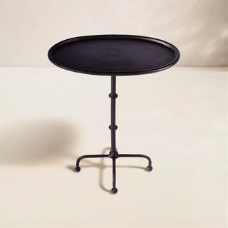 Oval Side Table in Powder Coated Aluminum with Pedestal Base