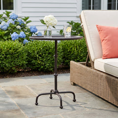 Oval Side Table in Powder Coated Aluminum with Pedestal Base