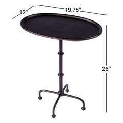 Oval Side Table in Powder Coated Aluminum with Pedestal Base