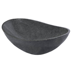 Oval Stone Vessel Bathroom Sink, Sesame Gray Granite, Polished