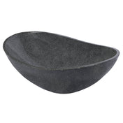 Oval Stone Vessel Bathroom Sink, Sesame Gray Granite, Polished