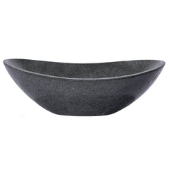 Oval Stone Vessel Bathroom Sink, Sesame Gray Granite, Polished