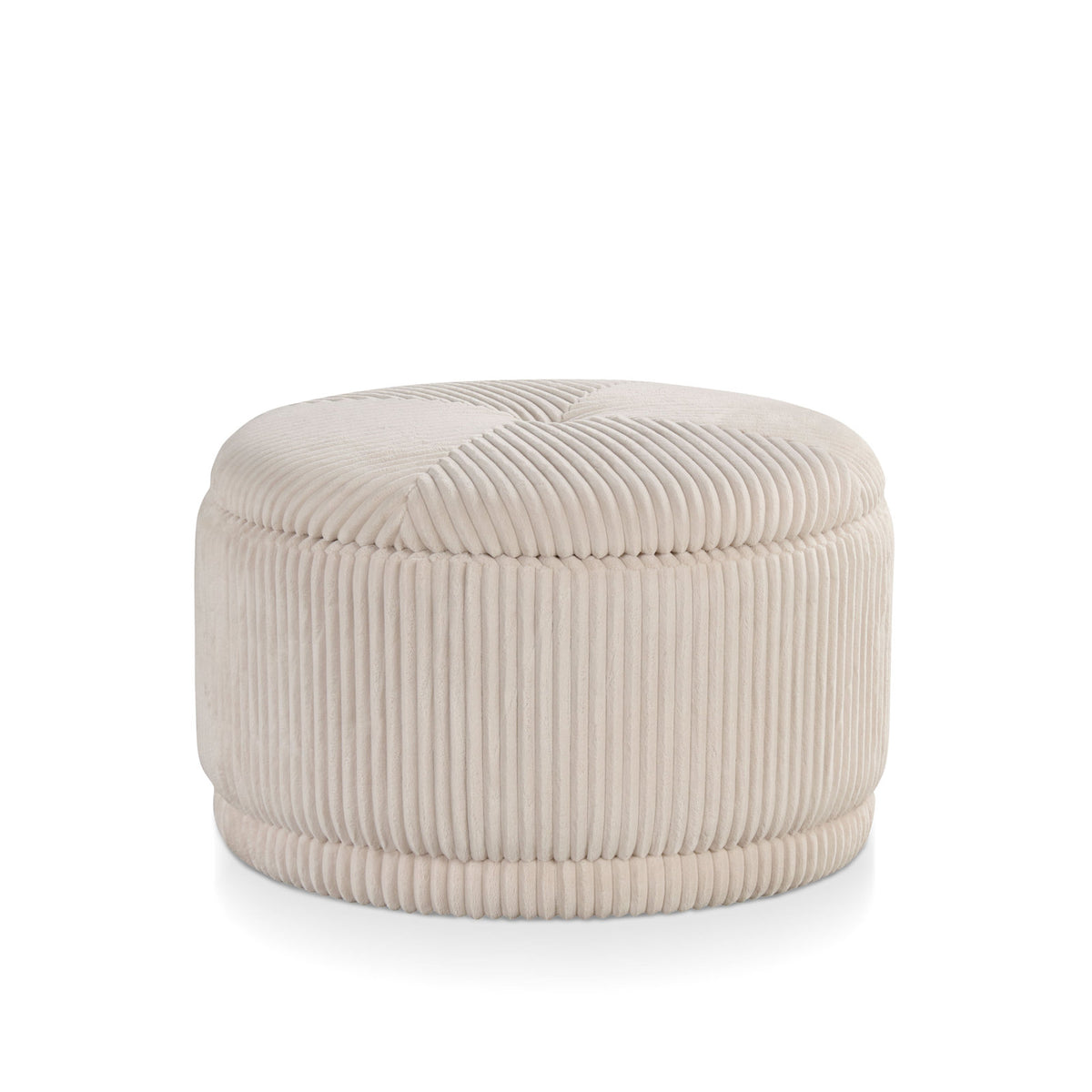 Oval Storage Ottoman in Beige Pink Corduroy