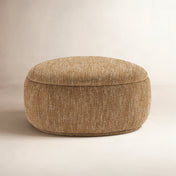 Oval Storage Ottomans, Set of 2, Mustard Upholstery with Wood Frame