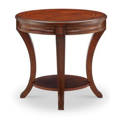 Oval Table with Lower Shelf and Casters in Cherry Finish