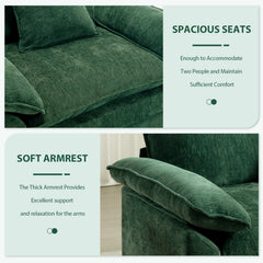 Oversized Accent Armchair in Green Chenille with Ottoman