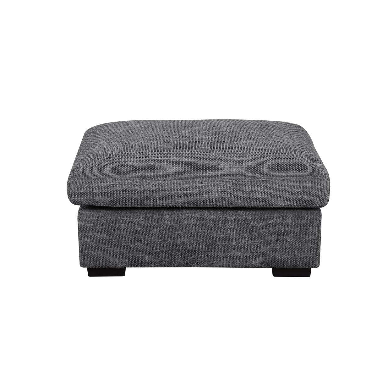 Oversized Footstool in Dark Gray Chenille with Black Legs
