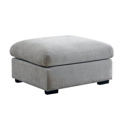 Oversized Ottoman, 37.5 in Wide, Light Gray Chenille with Black Legs