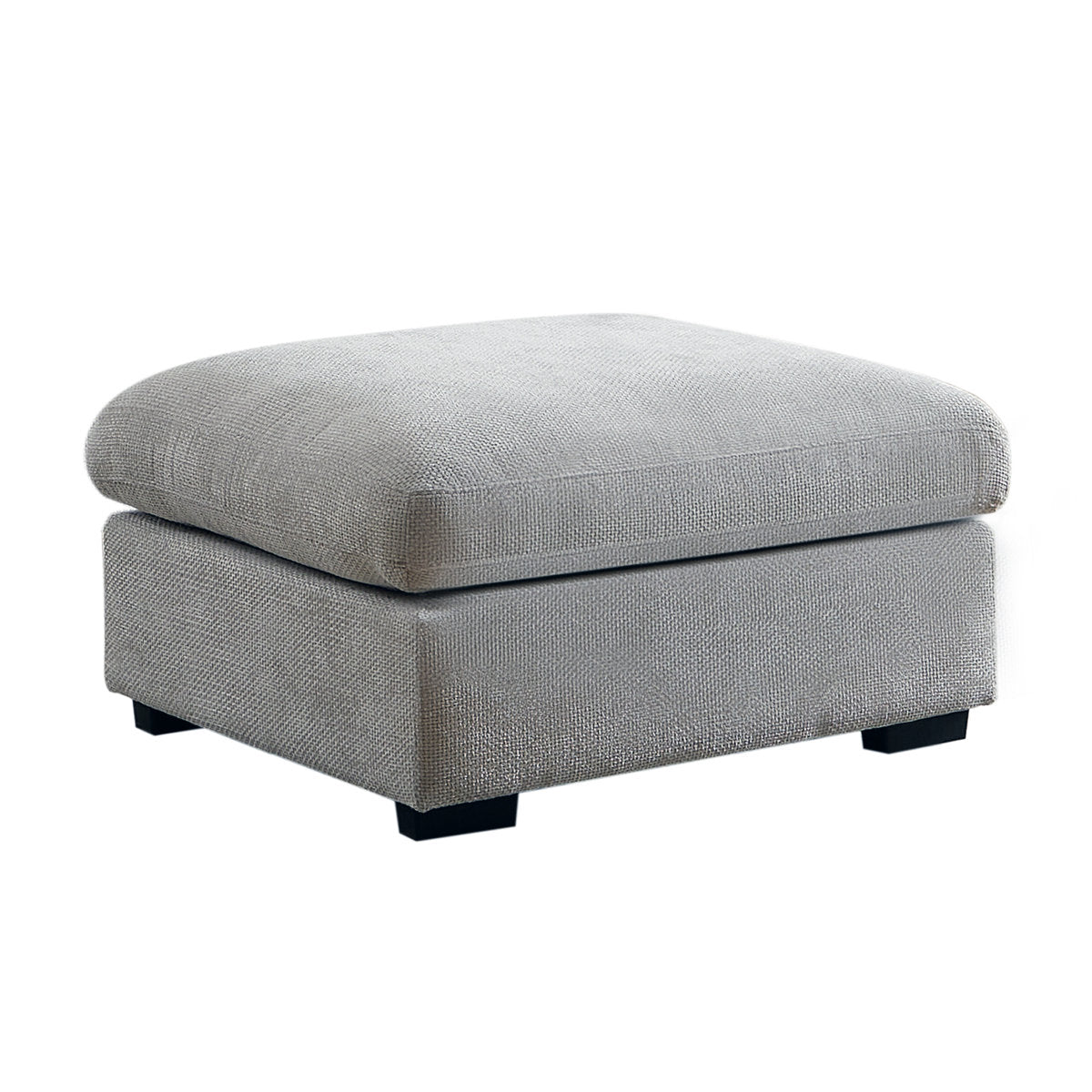 Oversized Ottoman, 37.5 in Wide, Light Gray Chenille with Black Legs