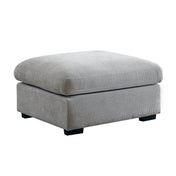 Oversized Ottoman, 37.5 in Wide, Light Gray Chenille with Black Legs
