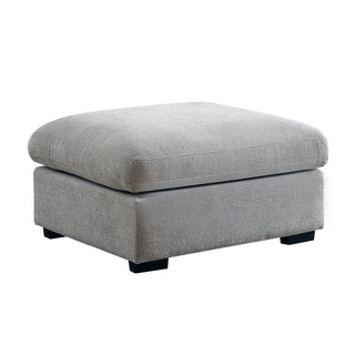 Oversized Ottoman, 37.5 in Wide, Light Gray Chenille with Black Legs