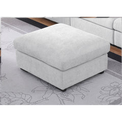 Oversized Ottoman, 37.5 in Wide, Light Gray Chenille with Black Legs