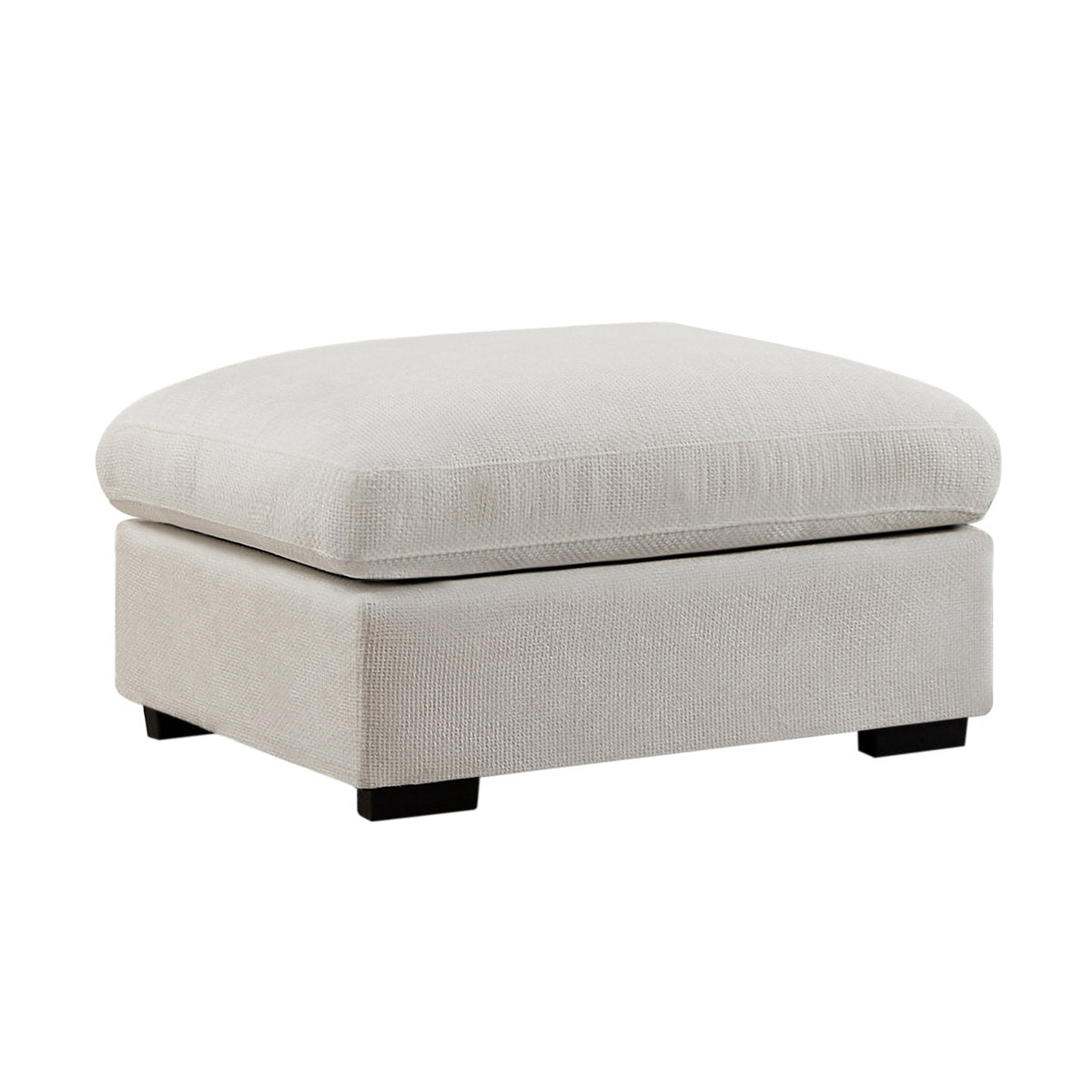 Oversized Ottoman, Chenille, White with Black Legs