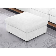 Oversized Ottoman, Chenille, White with Black Legs