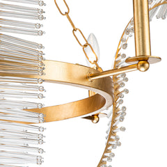 Palm Leaf Empire Chandelier, 4 Lights, Gold Metal Frame
