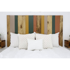 Panel Headboard, California King, Solid Pine Wood with Striped Pattern