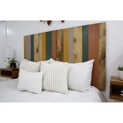 Panel Headboard, California King, Solid Pine Wood with Striped Pattern