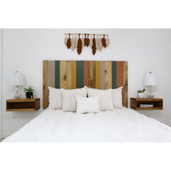 Panel Headboard, California King, Solid Pine Wood with Striped Pattern