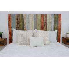 Panel Headboard, California King, Striped Solid Pine Wood