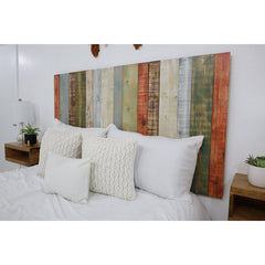 Panel Headboard, California King, Striped Solid Pine Wood