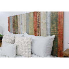 Panel Headboard, California King, Striped Solid Pine Wood